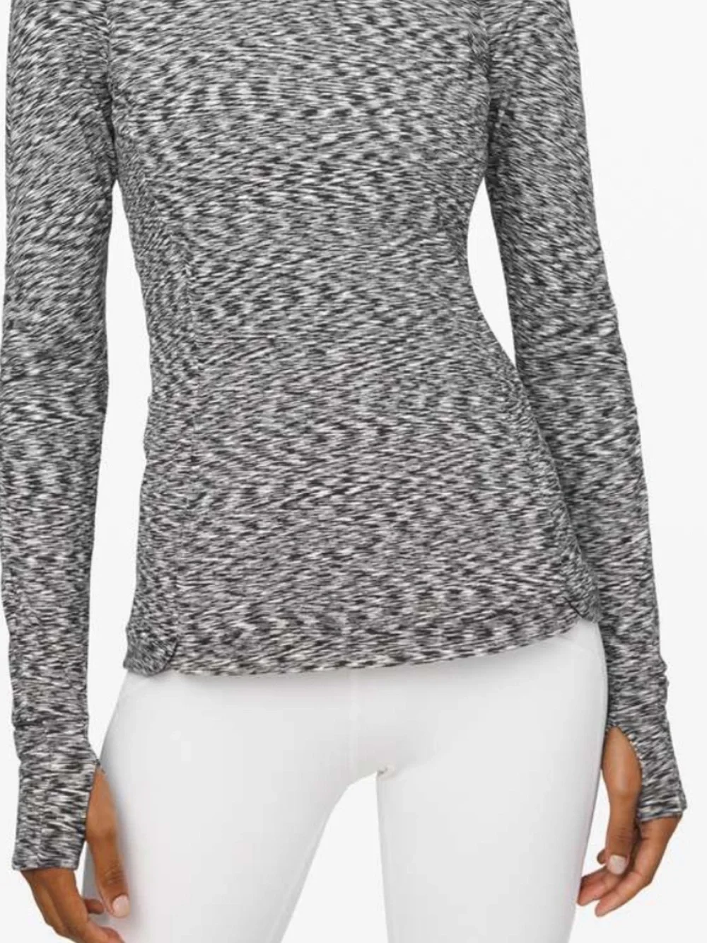 Lululemon Runderful Long Sleeve Shirt Space Dye Black White Rulu Womens